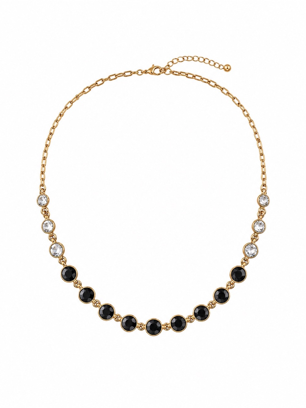 Isaac Mizrahi Gold-Tone Black and Clear Crystal Station Necklace